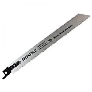 Image of Faithfull Bi-Metal Sabre Saw Blade S1122HF Demolition 200 mm x 10 TPI Pack of 5