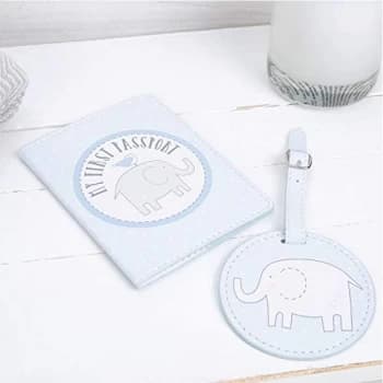Image of Petit Cheri Passport Holder & Luggage Tag Set - Blue