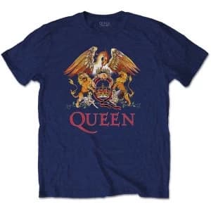 Image of Queen - Classic Crest Mens X-Large T-Shirt - Navy Blue