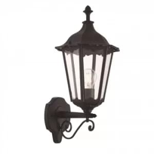 Image of 1 Light Outdoor Wall Lantern Matt Black Paint, Glass IP44, E27