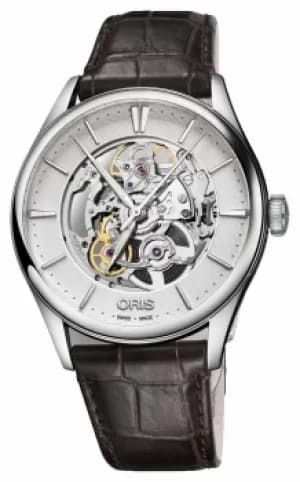 Image of ORIS Artelier Skeleton Automatic Brown Leather Strap 01 734 Watch