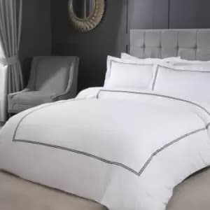 Image of Emma Barclay Mayfair Embroidered Border Duvet Cover Set, Graphite, Single