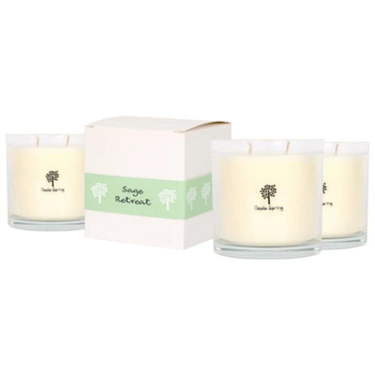 Image of Nicola Spring 400G Sage Retreat Soy Wax Candles - Pack Of 3 - Double Wick Glass Jars - Herbal Spa Fragrance Long Burn