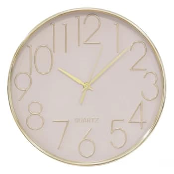 Image of HOMETIME Gold & Blush Pink Wall Clock with 3D Dial - 30cm