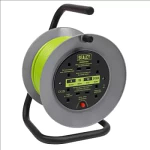 Image of Sealey Cable Reel with Thermal Trip 4 x 230V 15m - Green