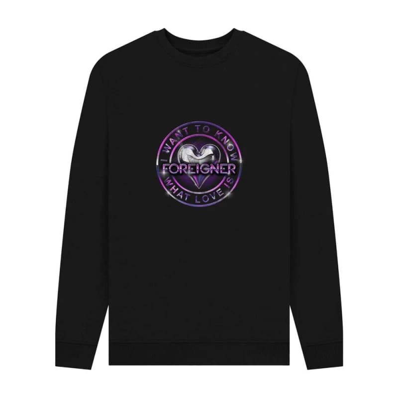 Image of Foreigner Mens I Want To Know What Love Is Sweatshirt in Black Size: Small Black Male S