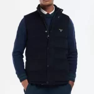 Image of Barbour Mens Cord Baffle Gilet - Navy/Ivy Tartan - M