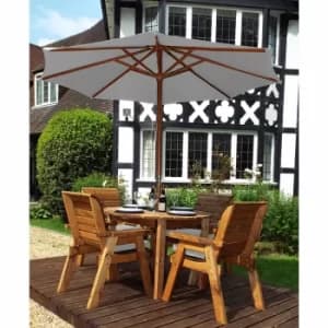 Image of Charles Taylor Four Seater Round Table Set with Parasol, Grey