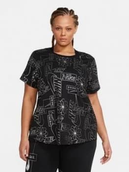 Image of Nike Nsw Icon Clash Printed Tee (curve), Black, Size 18-20=1X, Women