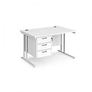 Image of Maestro 25 Cantilever Desk with 3 Drawer Pedestal and 800 mm Depth Oak