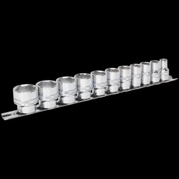 Image of Sealey 11 Piece 3/8" Drive Lock On Hexagon Socket Set Imperial 3/8"