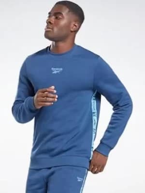 Image of Reebok Identity Tape Crew Sweatshirt, Beige Size XL Men