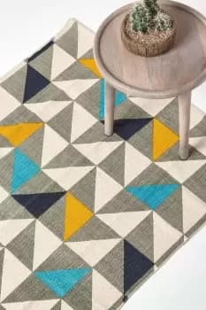 Image of Copenhagen Cotton Geometric Scandi Printed Rug