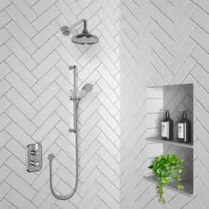 Image of Traditional Concealed Thermostatic Mixer Shower with Wall Mounted Shower Head & Round Handset - Cambridge