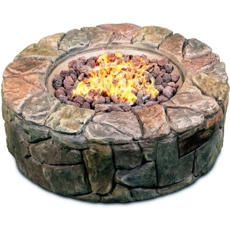 Image of Centurion Supports KALUYA Garden & Patio Gas Fire Pit with Stone Finish Fully Assembled in Bronze Bronze Unisex