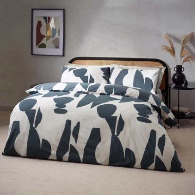 Image of HOEM Hoem Meta Abstract Geometric Cotton Rich Duvet Cover Set, Super King, Blue
