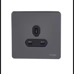 Image of Schneider USFP 13A Single Pole 1G Unswitched Socket Black Insert Black Nickel - GU3450BBN
