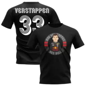 Image of Max Verstappen Red Bull F1 Illustration T-Shirt (Black)