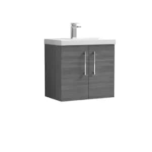 Image of Nuie Arno 600mm Wall Hung 2 Door Vanity & Thin-Edge Basin Anthracite