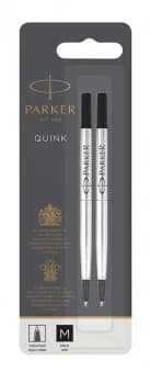 Image of Parker Quink Roller Ball refill Medium Black Blister PK2