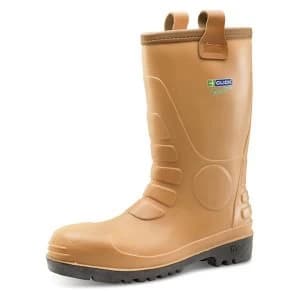 Image of Click Traders Euro Rig Boots Steel Toecap PVC Size 12 Tan Ref ER12 Up
