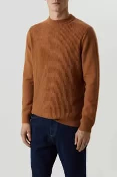 Image of Super Soft Tan Panel Rib Knitted Funnel