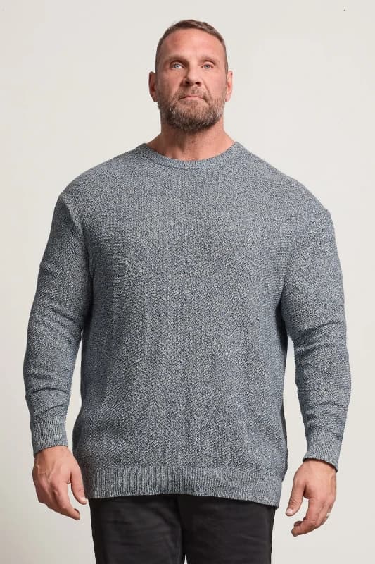 Image of BadRhino Crew Neck Knitted Jumper Blue
