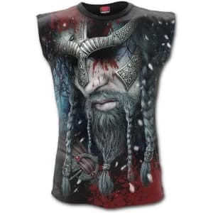 Image of Viking Wrap Allover Sleeveles Sleeveles Mens Large T-Shirt - Black
