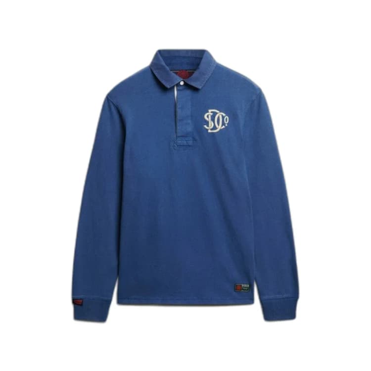 Image of Superdry Long sleeve polo shirt Superdry Vintage Athletic Bleu Male 2XL