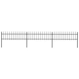 Image of Vidaxl Garden Fence With Spear Top Steel 5.1X0.6 M Black