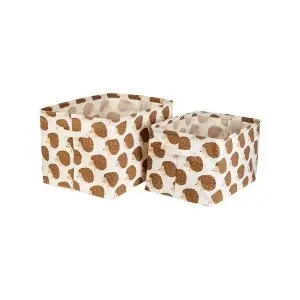 Image of Sass & Belle Woodland Hedgehog (Set of 2) Canvas Storage Baskets