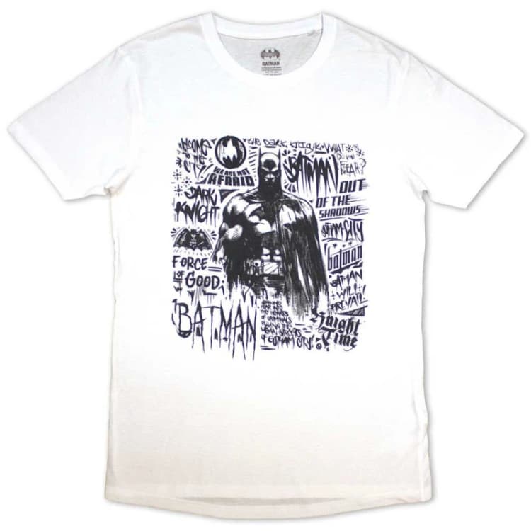 Image of DC Comics Batman Scribbler T Shirt White unisex