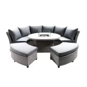 Image of LG Outdoor Oslo Curved Dining Modular Set With Gas Firepit Table