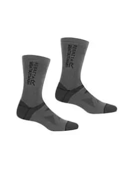 Image of Regatta 2 Pack of Wool Hiker Socks - Navy, Size 9-12, Men