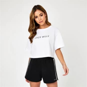 Image of Jack Wills Active Cropped Logo T-Shirt - White