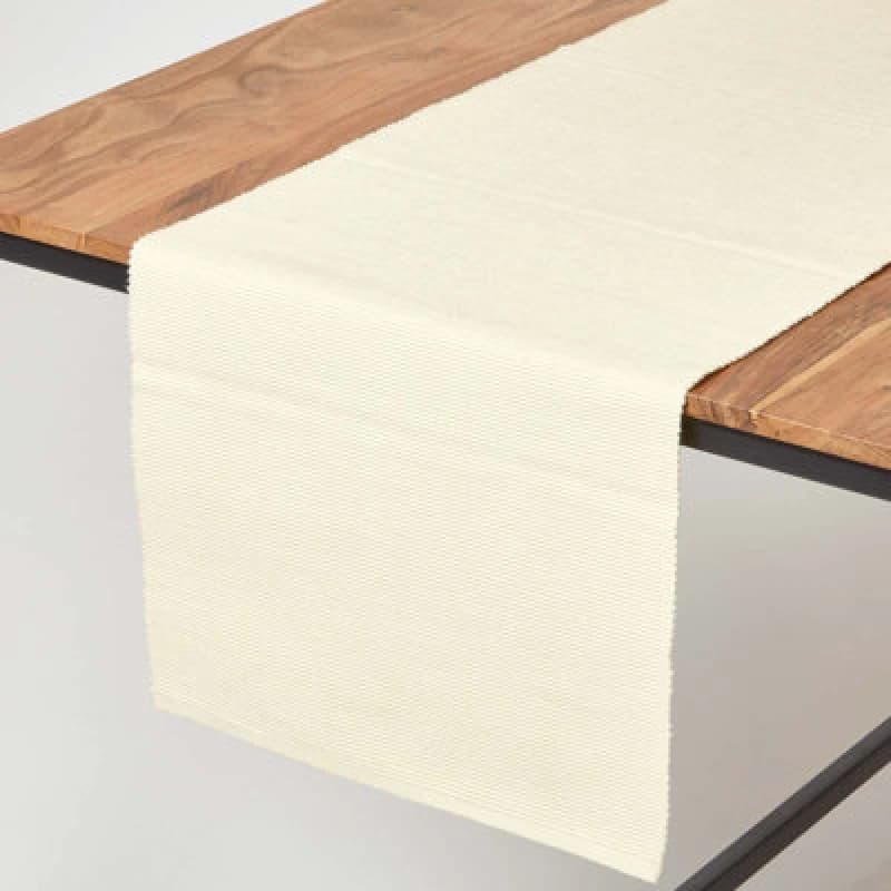 Image of Homescapes Cotton Plain Cream Table Runner