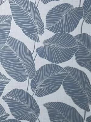 Image of Fine Decor Larson Leaf Navy/Silver
