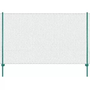 Image of Vidaxl Wire Mesh Fence With Posts Steel 25X1.5 M Green