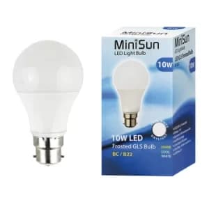 Image of Pack of 10 10W BC B22 Cool White LED GLS Bulbs