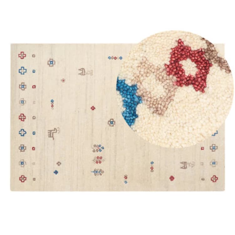 Image of Beliani Rug Suluca Beige 160 X 230 Cm Wool Gabbeh