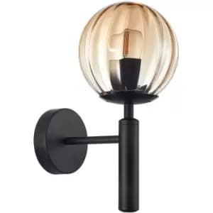 Image of Netlighting Ravena Modern 1 Light Wall Lamp, E27 - ITLWL-2324-1 Bk+Amb