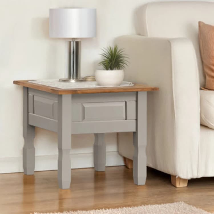 Image of MERCERS FURNITURE Corona Grey Wax Lamp Table 5060765290295