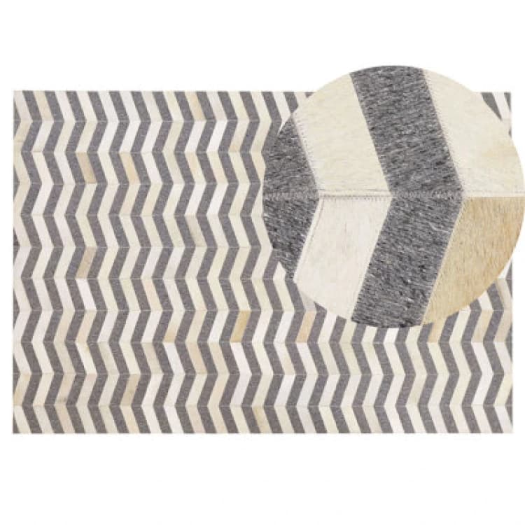 Image of Beliani Rug Baggoze Dark Grey 140 X 200 Cm Leather