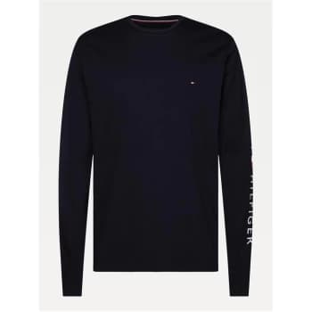 Image of Tommy Hilfiger Logo Long Sleeve T Shirt - Desert Sky DW5