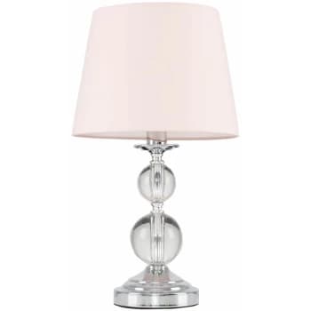 Image of Chrome and Acrylic Ball Touch Dimmer Table Lamp With Light Shade - Pink - No Bulb