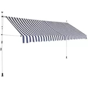 Image of Manual Retractable Awning 350cm Blue and White Stripes Vidaxl Blue