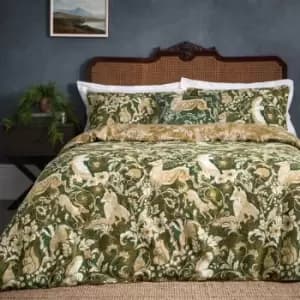Image of Paoletti Harewood 100% Cotton 200 Thread Count Duvet Cover Set, Emerald, Single