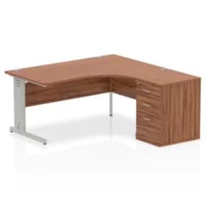 Image of Impulse 1600 Right Hand Wire Managed Workstation 600 Pedestal Bundle Walnut