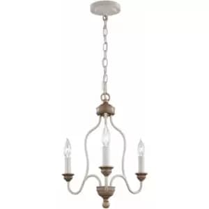 Image of 3 Bulb Chandelier Hanging Pendant LIght Chalk Washed/Beachwood LED E14 60W Bulb
