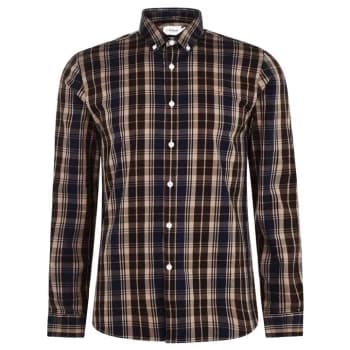 Image of Farah Brewer Long Sleeve Check Shirt - Brown